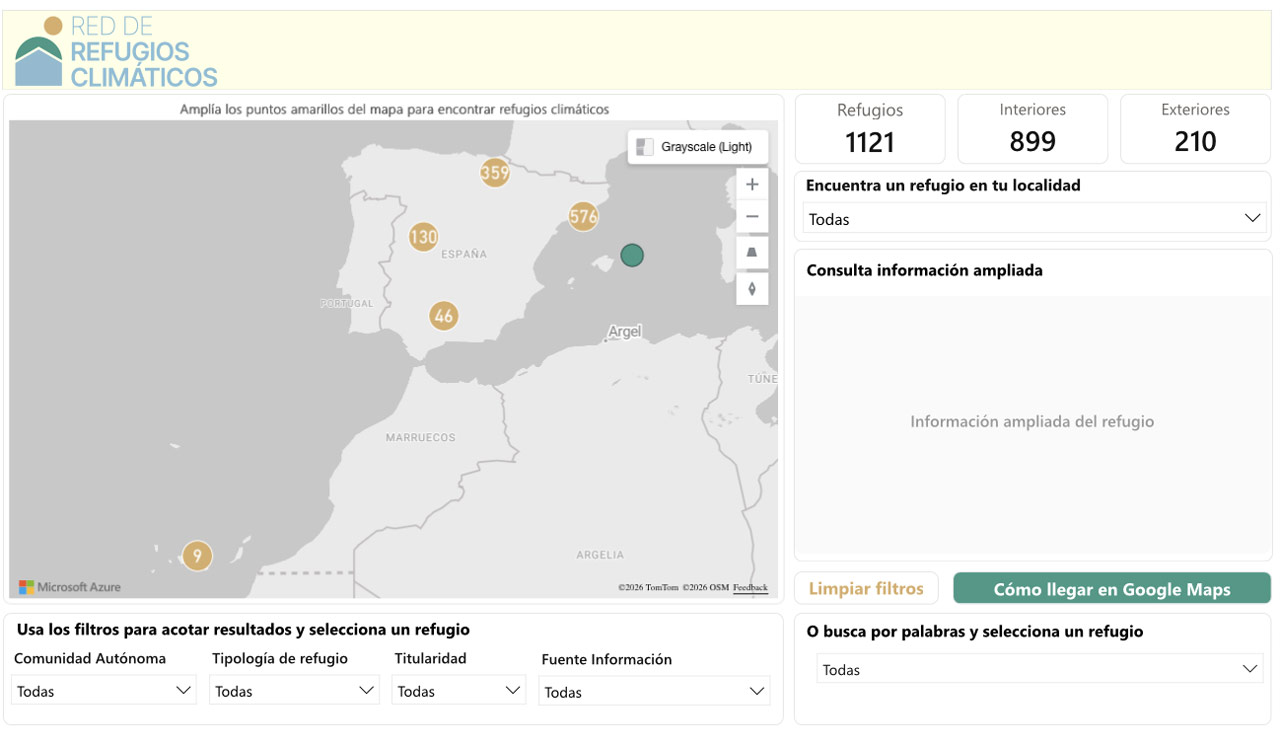 El Gobierno lanza un mapa para localizar los refugios climáticos del país